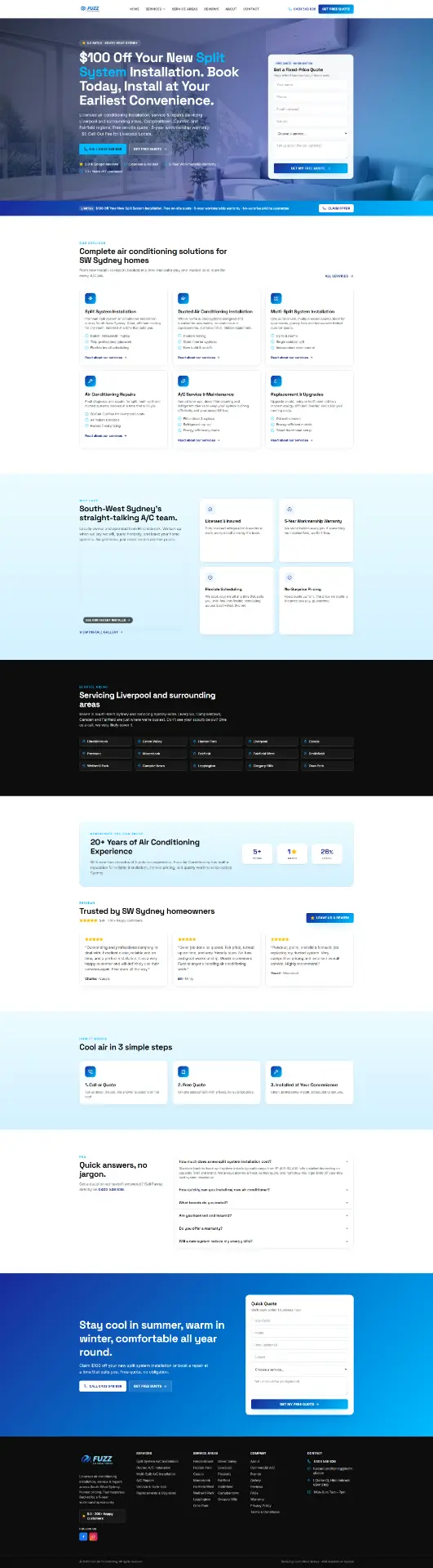Fuzz Air Conditioning website