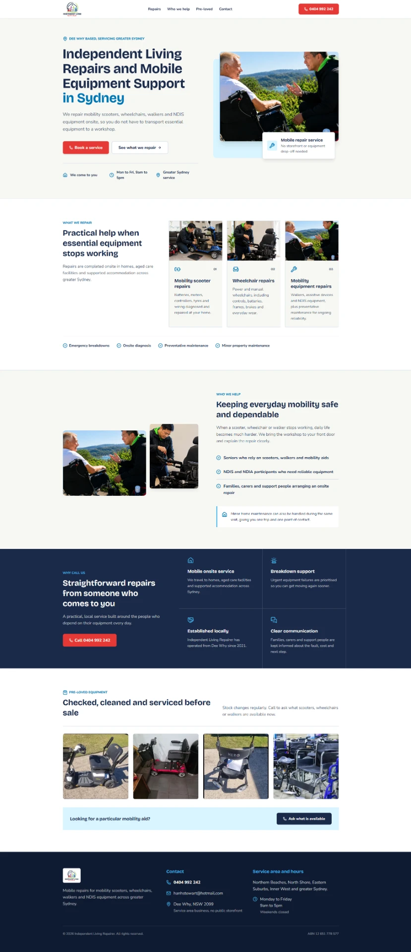 Sydney Mobile Repairs website
