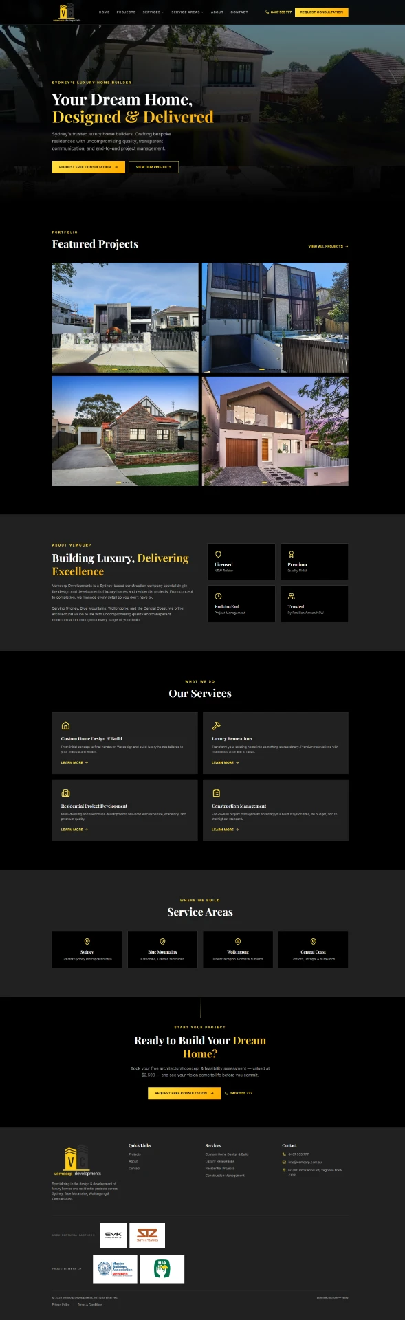 Vemcorp Luxury Homes website