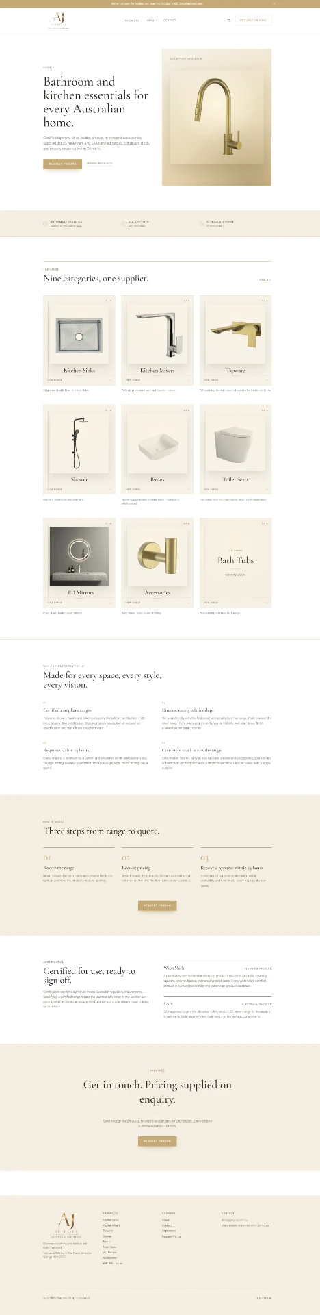 AJ Supplies website